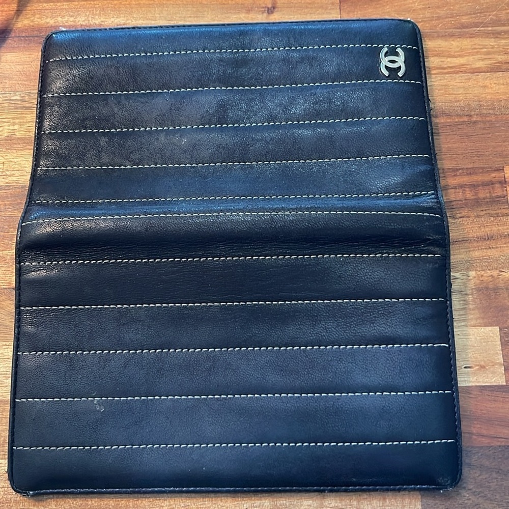 Chanel Auth Quilted Mademoisele Blk Ligne Tall Fold Wallet/Clutch. P - Picture 6 of 16